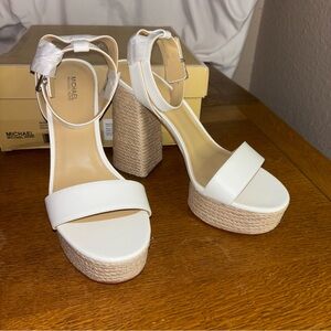 Michael Kors White and Tan Platform Heels